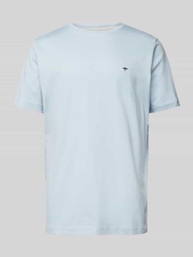 Fynch-Hatton T-Shirt mit Logo-Stitching in Hellblau Melange, Größe S