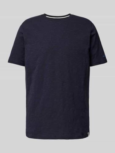Fynch-Hatton T-Shirt mit Logo-Stitching in Marine Melange, Größe S