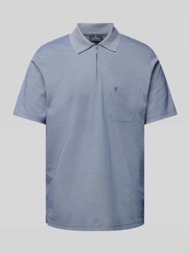 RAGMAN Regular Fit Poloshirt mit Logo-Stitching in Jeansblau Melange, ...