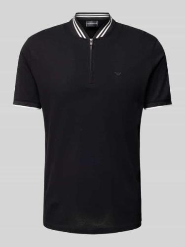 Emporio Armani Slim Fit Poloshirt mit Kontraststreifen in Black, Größe...