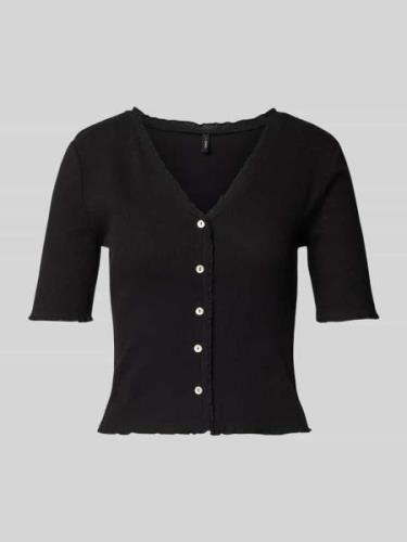 Only T-Shirt mit Knopfleiste Modell 'LAILA' in Black, Größe XS