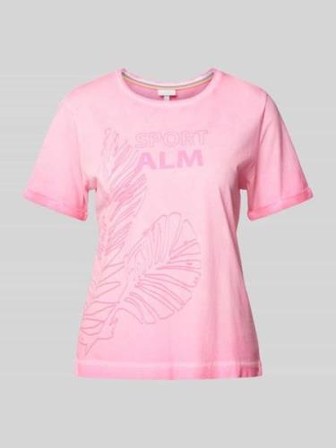 Sportalm T-Shirt mit Label- und Motiv-Print in Pink, Größe 34