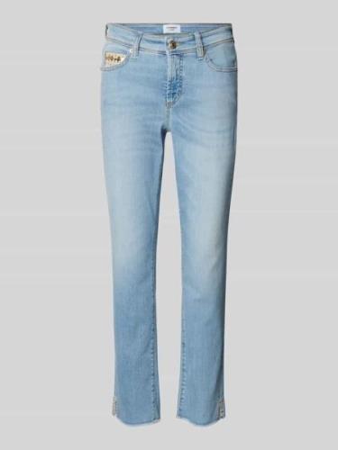 Cambio Slim Fit Jeans mit Knopfverschluss in Blau, Größe 42