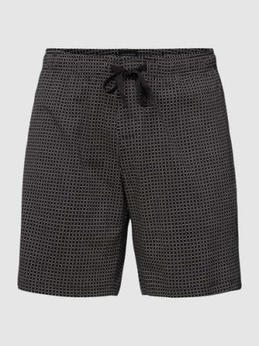 Schiesser Sweatshorts mit Karomuster Modell 'Boxer' in Black, Größe L