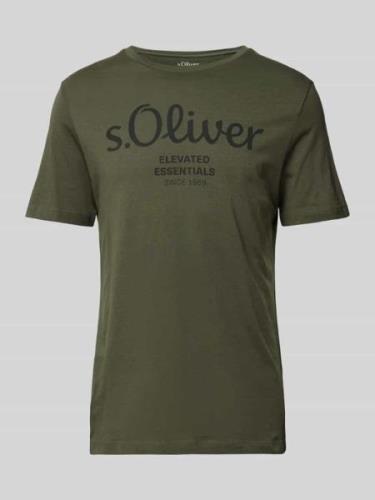 s.Oliver RED LABEL T-Shirt mit Label-Print in Oliv, Größe S