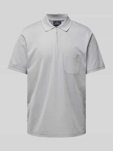 RAGMAN Regular Fit Poloshirt mit Logo-Stitching in Silber, Größe S