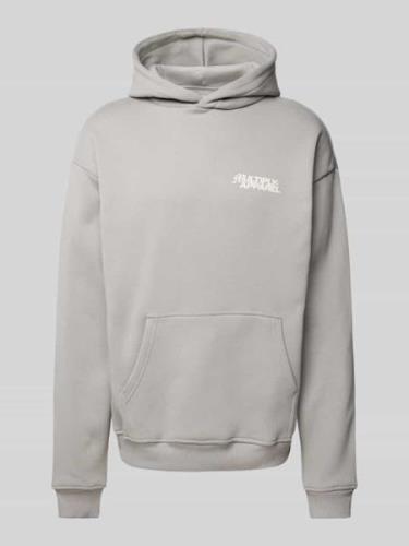 Multiply Apparel Oversized Hoodie mit Label-Print in Hellgrau, Größe M