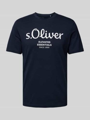 s.Oliver RED LABEL T-Shirt mit Label-Print in Marine, Größe M