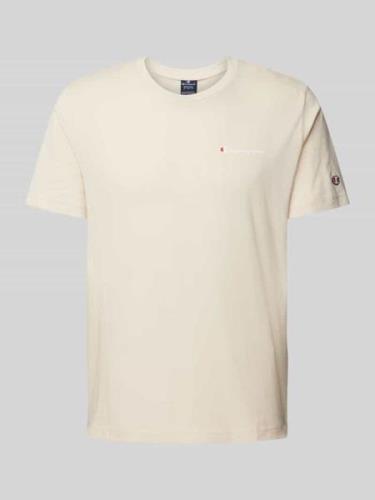 CHAMPION T-Shirt mit Label-Print und Logo-Patch in Sand, Größe XS