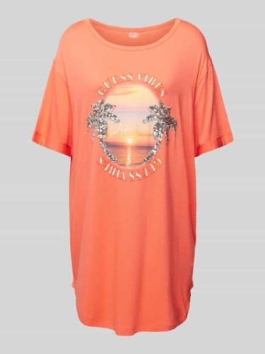 Guess T-Shirt-Kleid mit Paillettenbesatz in Orange, Größe XS