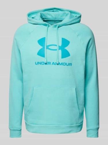 Under Armour Hoodie mit Label-Print Modell 'Rival' in Tuerkis, Größe S