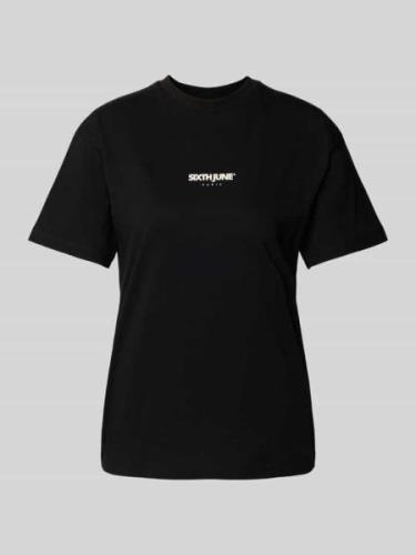 Sixth June T-Shirt mit Label-Print Modell 'AZULEJOS' in Black, Größe X...