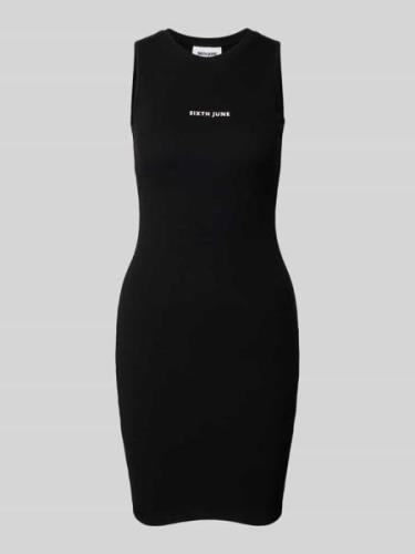 Sixth June Knielanges Kleid in Ripp-Optik in Black, Größe XS