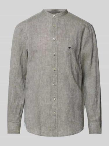 Fynch-Hatton Regular Fit Freizeithemd aus Leinen mit Maokragen in Khak...