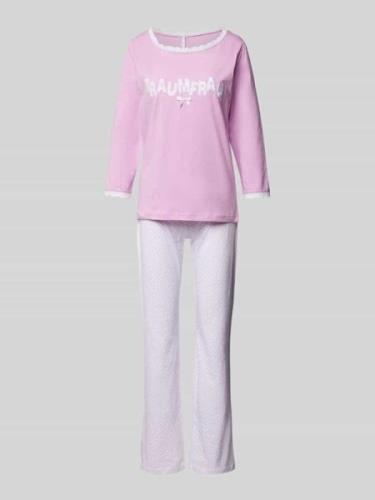 LOUIS & LOUISA Pyjama mit Statement-Stitching Modell 'Traumfrau' in Ro...