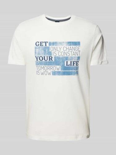 Lerros T-Shirt mit Statement-Print in Offwhite, Größe M