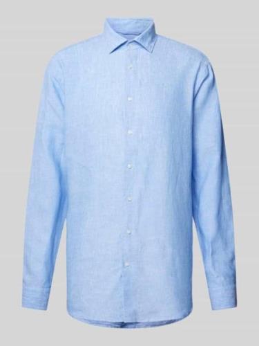 SEIDENSTICKER Slim Fit Leinenhemd mit Kentkragen in Bleu, Größe 41