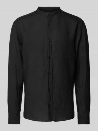 OLYMP Level Five Freizeithemd aus Leinen mit Stehkragen in Black, Größ...