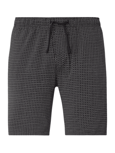 Schiesser Sweatshorts mit Karomuster Modell 'Boxer' in Black, Größe 48