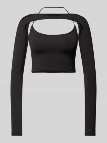 Review Double Layer Shirt mit Neckholder in Black, Größe S