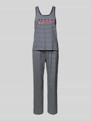 Esprit Pyjama mit Streifenmuster Modell 'MIA' in Dunkelblau, Größe 34
