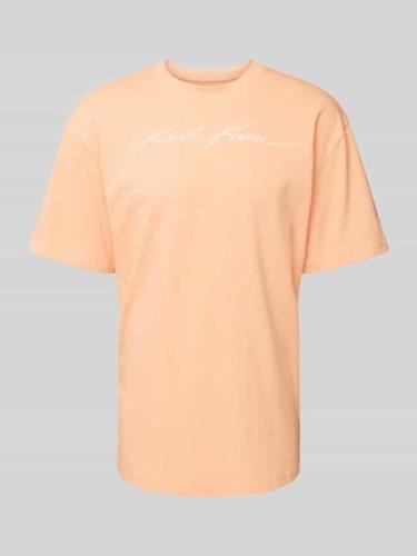 KARL KANI T-Shirt mit Rundhalsausschnitt in Orange, Größe XS
