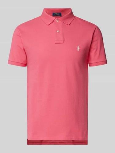 Polo Ralph Lauren Slim Fit Poloshirt mit Label-Stitching in Pink, Größ...