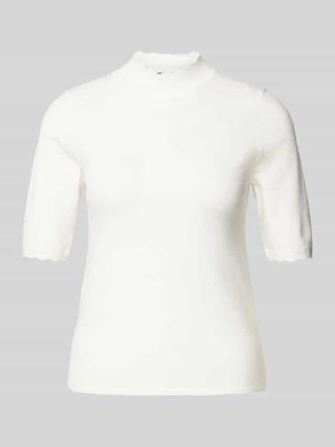 Zero Strickshirt mit Stehkragen in Offwhite, Größe 44