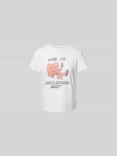 RE/DONE T-Shirt mit Motiv-Print in Ecru, Größe XS