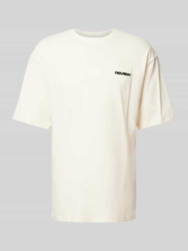 REVIEW T-Shirt mit überschnittenen Schultern in Ecru, Größe M