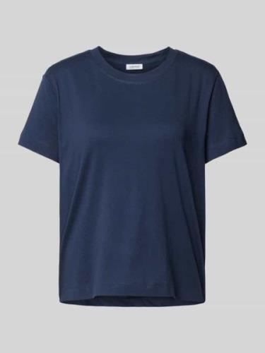 Esprit T-Shirt mit geripptem Rundhalsausschnitt in Marine, Größe XS