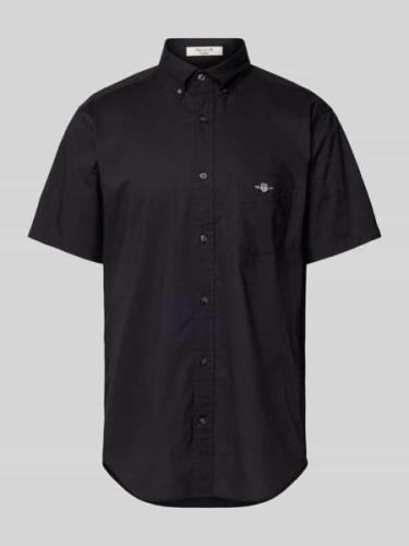 Gant Freizeithemd mit Label-Stitching in Black, Größe S