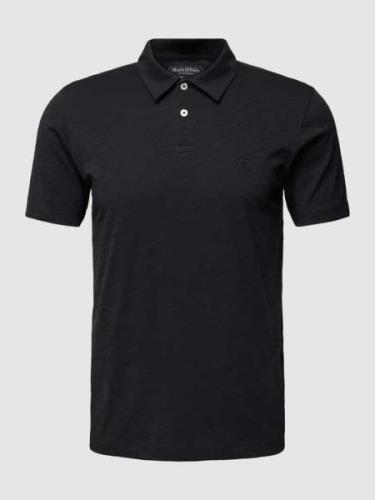 Marc O'Polo Shaped Fit Poloshirt mit Label-Stitching in Black, Größe L