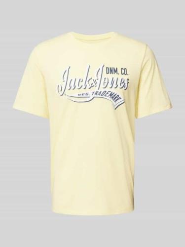 Jack & Jones T-Shirt mit Label-Print in Hellgelb Melange, Größe M