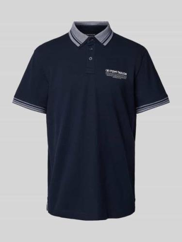 Tom Tailor Regular Fit Poloshirt mit Label-Print in Marine, Größe S