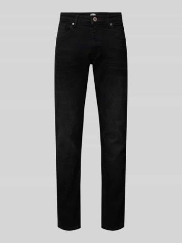 Petrol Slim Fit Jeans im 5-Pocket-Design in Black, Größe 30/32