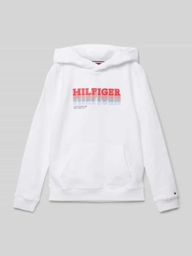Tommy Hilfiger Teens Hoodie mit Label-Stitching Modell 'FADE' in Weiss...
