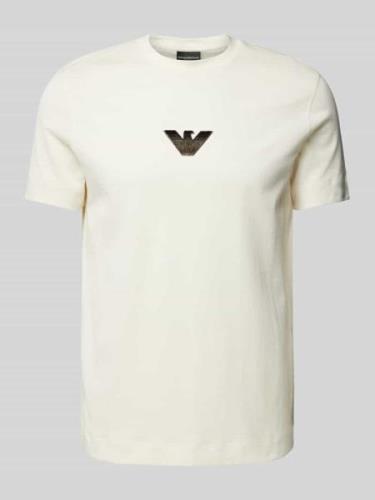 Emporio Armani T-Shirt mit Label-Stitching in Offwhite, Größe S