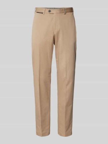 Hiltl Slim Fit Hose mit Bügelfalten Modell 'PEAKER' in Sand, Größe 52