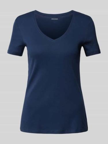 Montego T-Shirt mit V-Ausschnitt in unifarbenem Design in Dunkelblau, ...