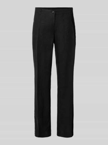 MAC Regular Fit Leinenhose mit Gürtelschlaufen Modell 'NORA' in Black,...