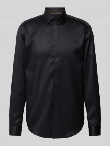 Jake*s Super Slim Fit Businesshemd aus Satin in Black, Größe 39/40