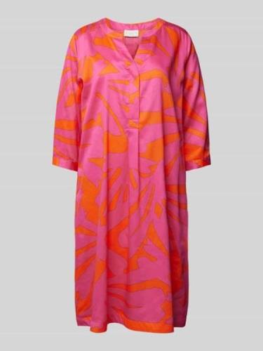 Milano Italy Knielanges Kleid mit Allover-Muster in Pink, Größe 38