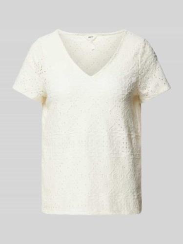 Object T-Shirt mit Lochstickerei Modell 'FEODORA' in Weiss, Größe 34