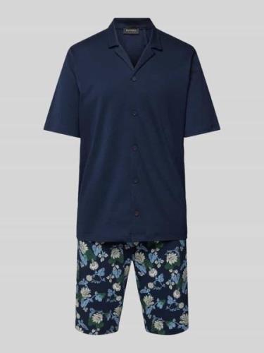 Hanro Pyjama mit Reverskragen in Marine, Größe M