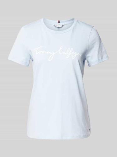 Tommy Hilfiger T-Shirt mit Label-Print in Hellblau, Größe S