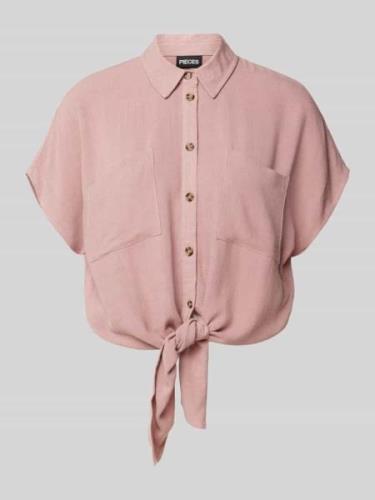 Pieces Bluse mit Knotendetail Modell 'VINSTY' in Mauve, Größe L