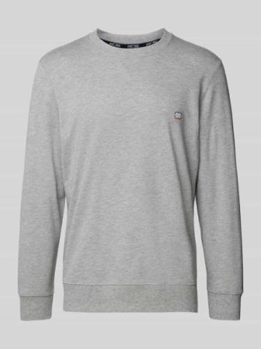 HOM Sweatshirt mit Label-Stitching in Mittelgrau Melange, Größe M