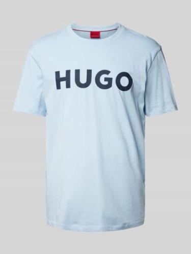 HUGO T-Shirt mit Label-Print Modell 'DULIVIO' in Hellblau, Größe S