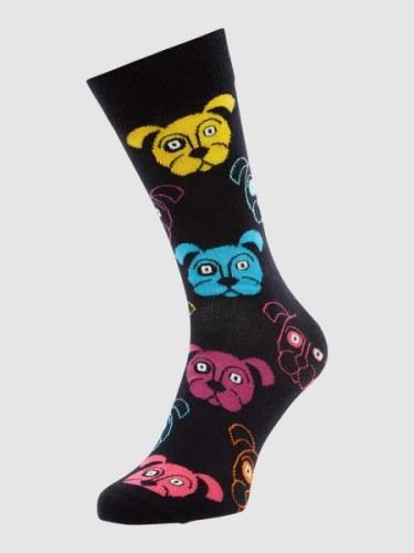 Happy Socks Socken mit Allover-Druck Modell 'DOG' in Black, Größe 36-4...